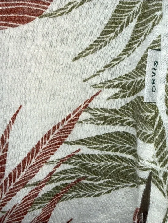 Orvis Short-Sleeve Linen Blend Scoop Neck Top with Leaf Print - Picture 3 of 6